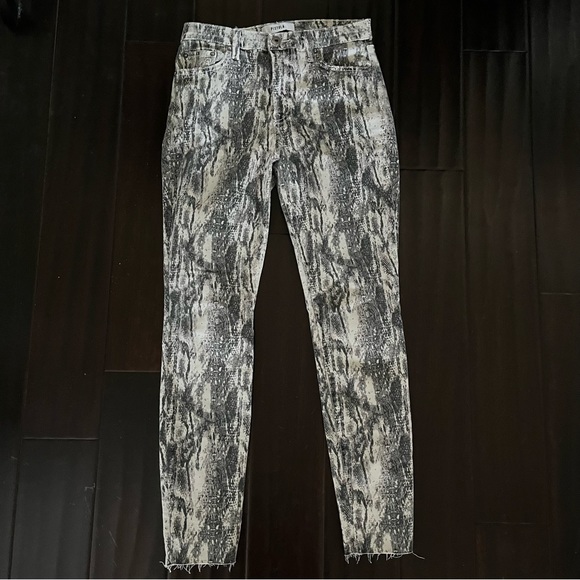 Pistola Black And White Snake Print Frayed Denim Size 27 - Picture 3 of 7